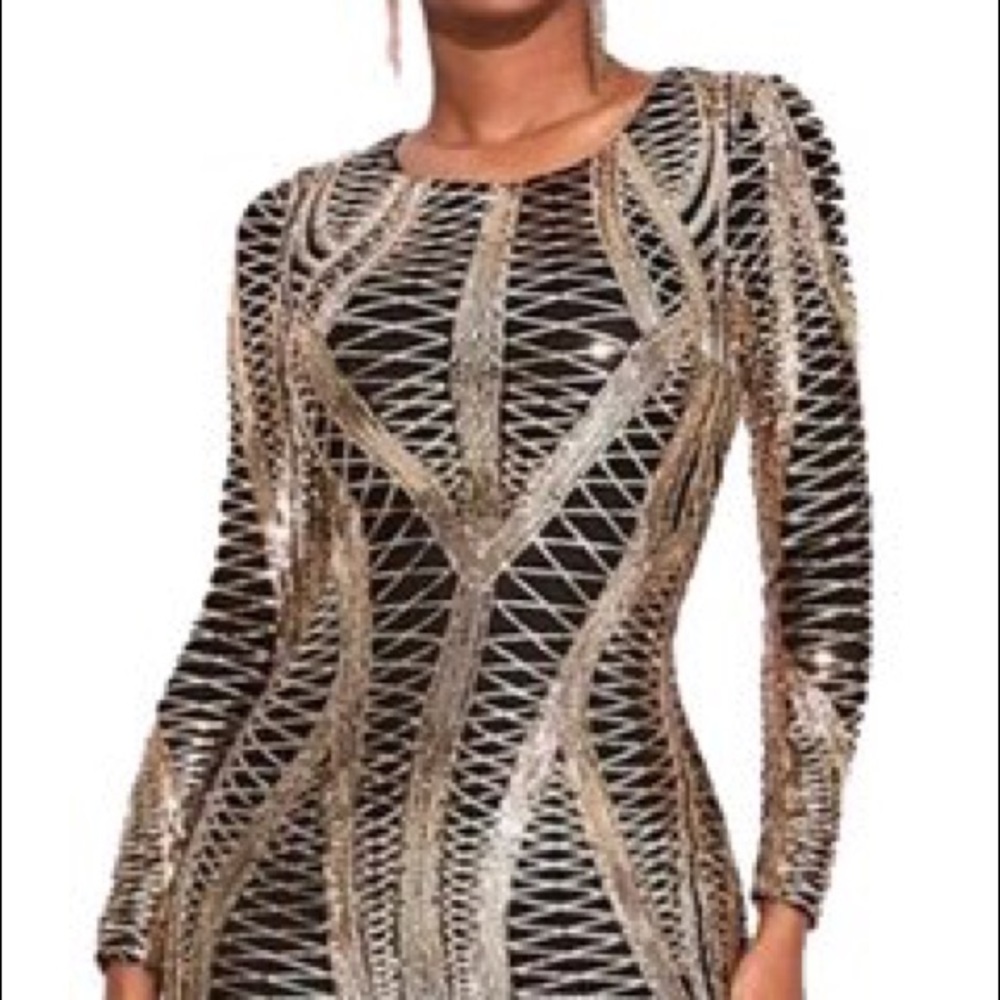 Black and Rose Gold Sequin Bodycon Dress